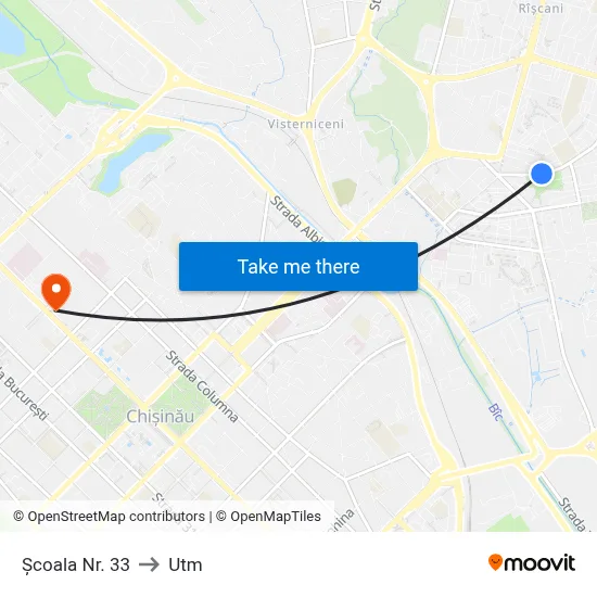 Școala Nr. 33 to Utm map