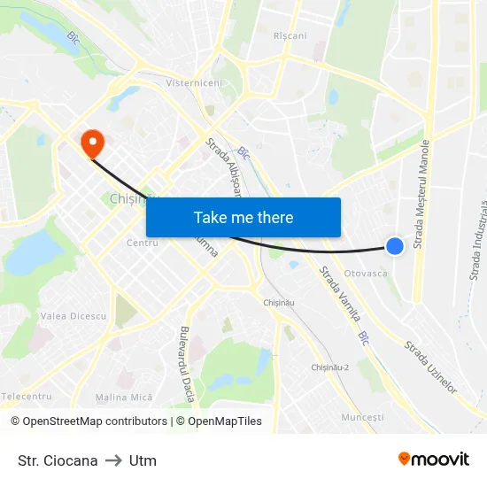 Str. Ciocana to Utm map