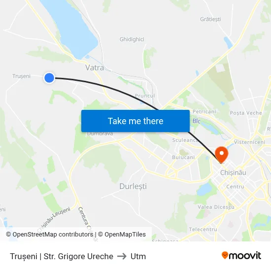 Trușeni | Str. Grigore Ureche to Utm map