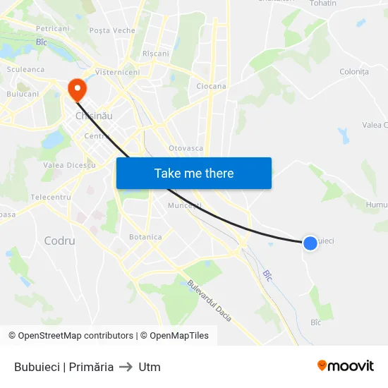 Bubuieci | Primăria to Utm map