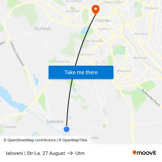 Ialoveni | Str-La. 27 August to Utm map