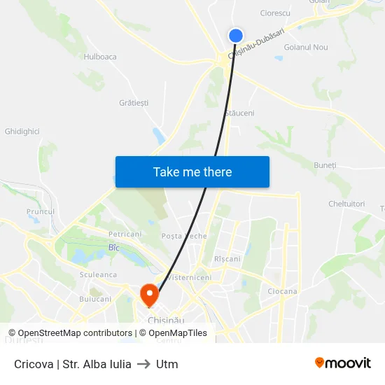 Cricova | Str. Alba Iulia to Utm map