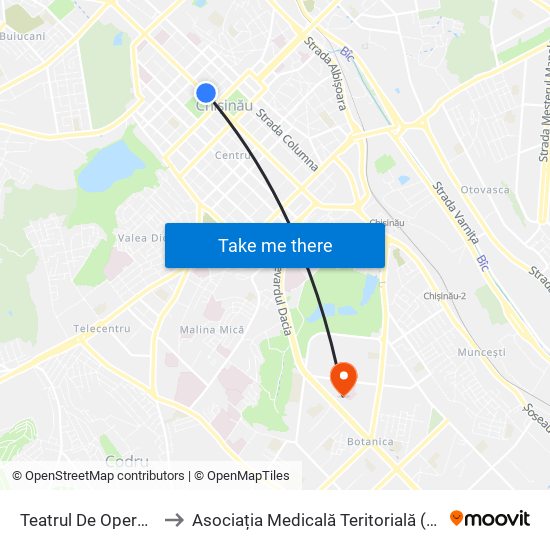 Teatrul De Operă Și Balet to Asociația Medicală Teritorială (Amt) Botanica map