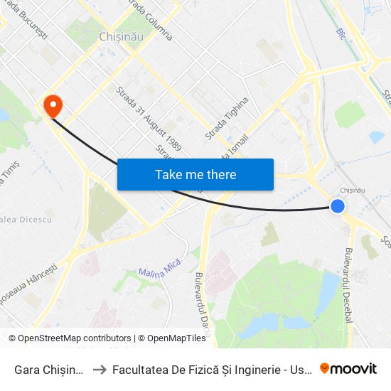 Gara Chișinău to Facultatea De Fizică Și Inginerie - Usm map