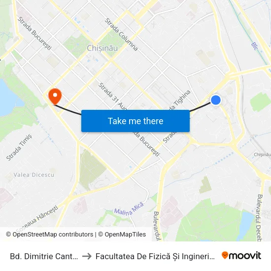 Bd. Dimitrie Cantemir to Facultatea De Fizică Și Inginerie - Usm map