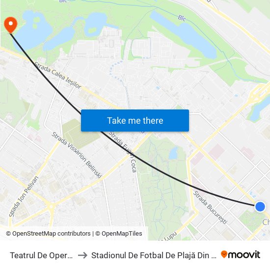 Teatrul De Operă Și Balet to Stadionul De Fotbal De Plajă Din Parcul „La Izvor” map