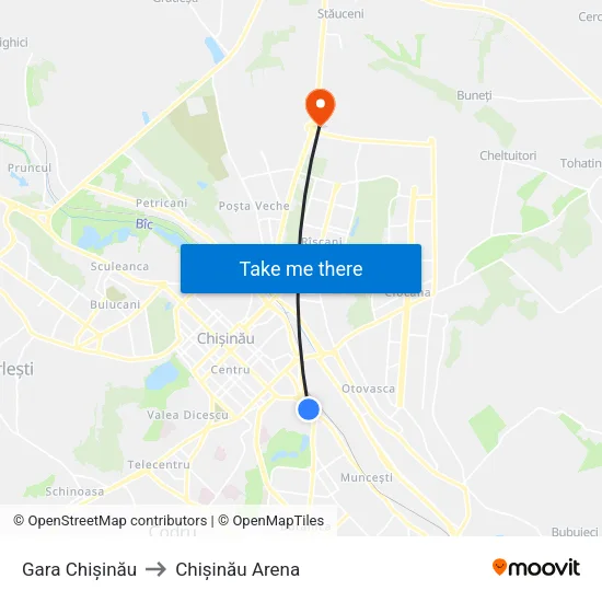 Gara Chișinău to Chișinău Arena map