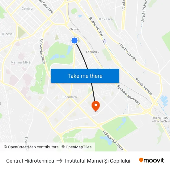 Centrul Hidrotehnica to Institutul Mamei Și Copilului map