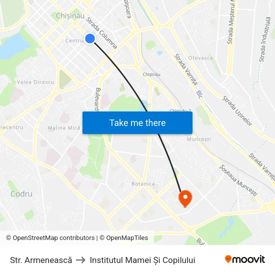 Str. Armenească to Institutul Mamei Și Copilului map