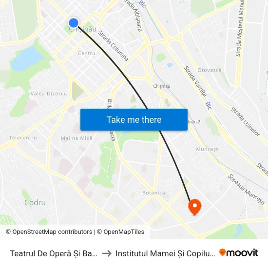 Teatrul De Operă Și Balet to Institutul Mamei Și Copilului map