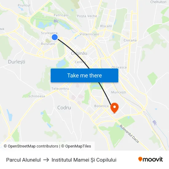 Parcul Alunelul to Institutul Mamei Și Copilului map
