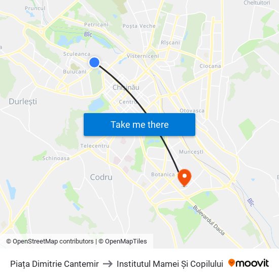 Piața Dimitrie Cantemir to Institutul Mamei Și Copilului map