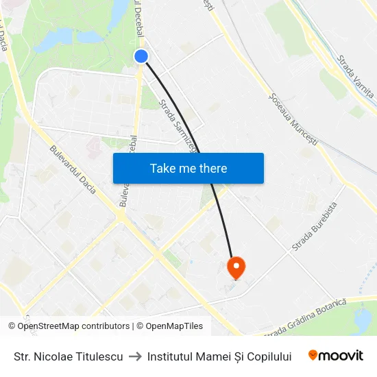 Str. Nicolae Titulescu to Institutul Mamei Și Copilului map