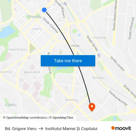 Bd. Grigore Vieru to Institutul Mamei Și Copilului map