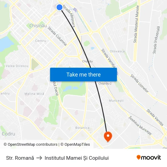 Str. Romană to Institutul Mamei Și Copilului map