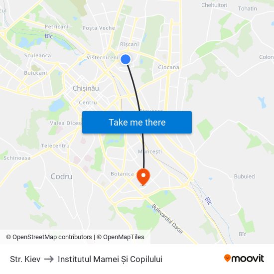 Str. Kiev to Institutul Mamei Și Copilului map