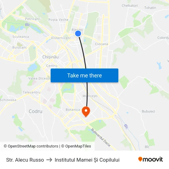 Str. Alecu Russo to Institutul Mamei Și Copilului map