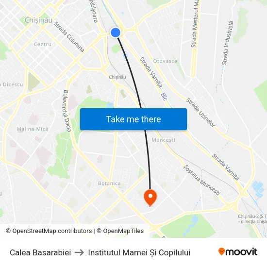 Calea Basarabiei to Institutul Mamei Și Copilului map