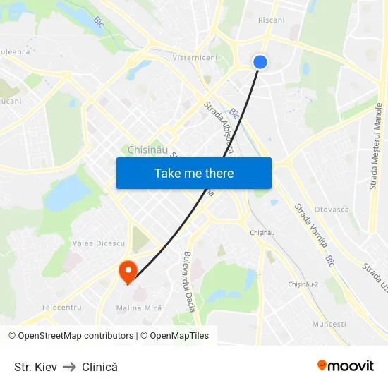 Str. Kiev to Clinică map