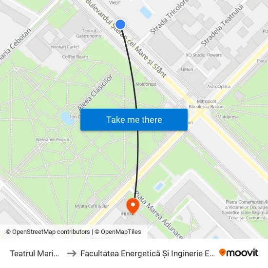 Teatrul De Operă Și Balet to Facultatea Energetică Și Inginerie Electrică - Utm map