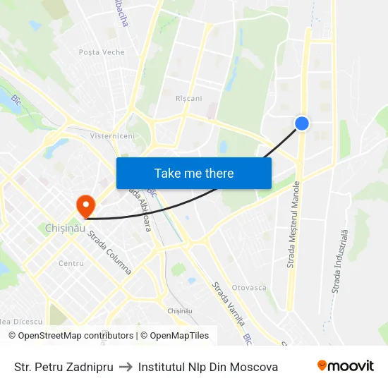 Str. Petru Zadnipru to Institutul Nlp Din Moscova map