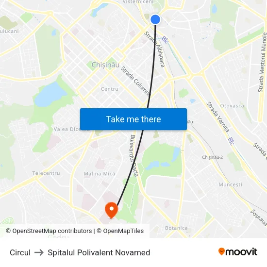 Circul to Spitalul Polivalent Novamed map
