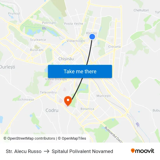 Str. Alecu Russo to Spitalul Polivalent Novamed map