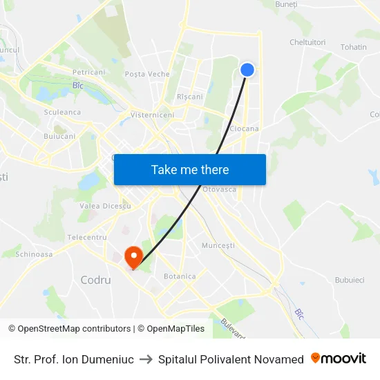 Str. Prof. Ion Dumeniuc to Spitalul Polivalent Novamed map
