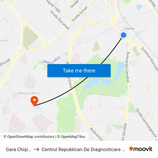Gara Chișinău to Centrul Republican De Diagnosticare Medicală map
