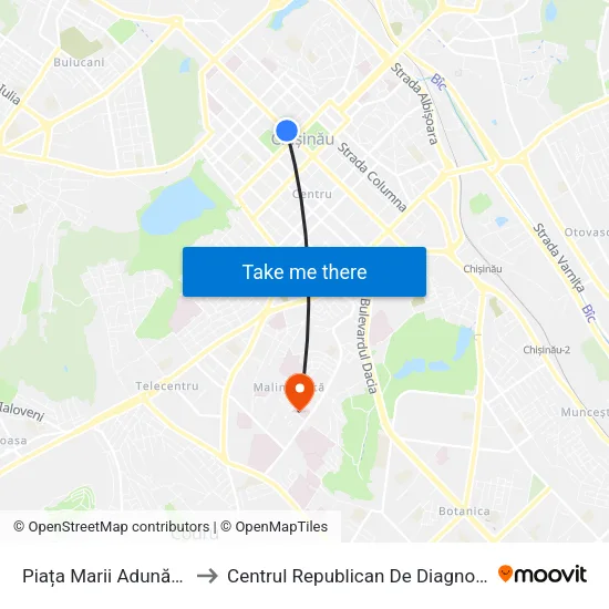 Piața Marii Adunări Naționale to Centrul Republican De Diagnosticare Medicală map