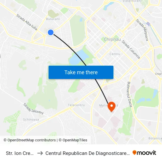 Str. Ion Creangă to Centrul Republican De Diagnosticare Medicală map