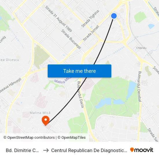 Bd. Dimitrie Cantemir to Centrul Republican De Diagnosticare Medicală map