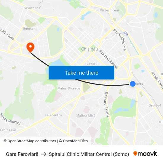 Gara Feroviară to Spitalul Clinic Militar Central (Scmc) map