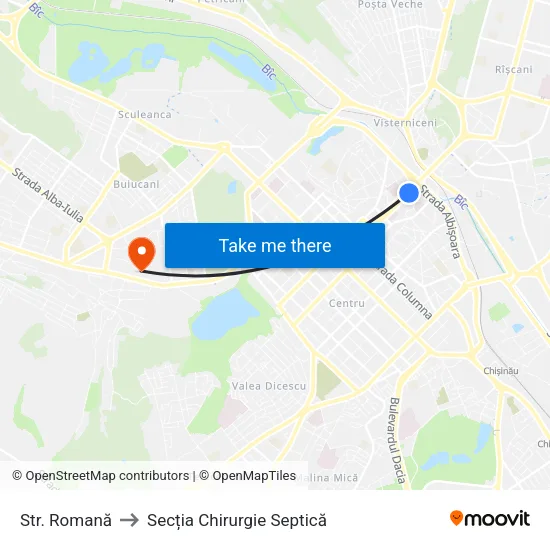 Str. Romană to Secția Chirurgie Septică map