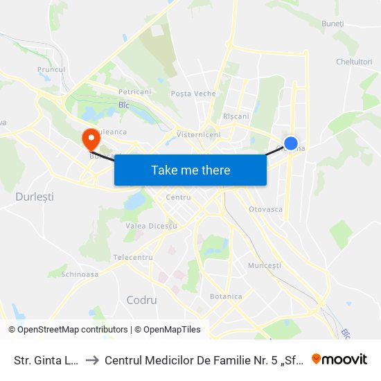 Str. Ginta Latină to Centrul Medicilor De Familie Nr. 5 „Sfânta Maria” map