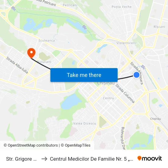 Str. Grigore Ureche to Centrul Medicilor De Familie Nr. 5 „Sfânta Maria” map