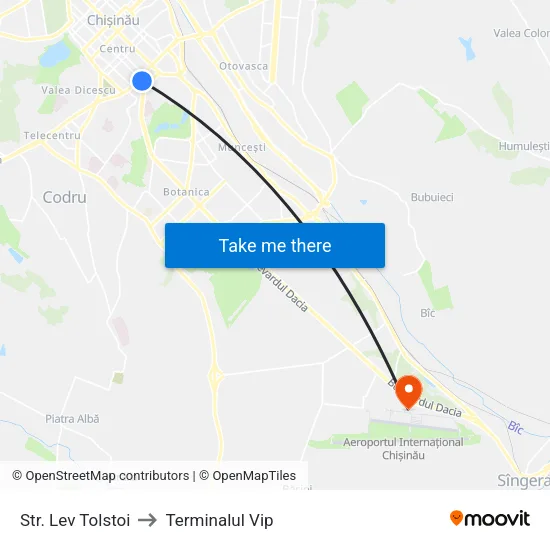 Str. Lev Tolstoi to Terminalul Vip map
