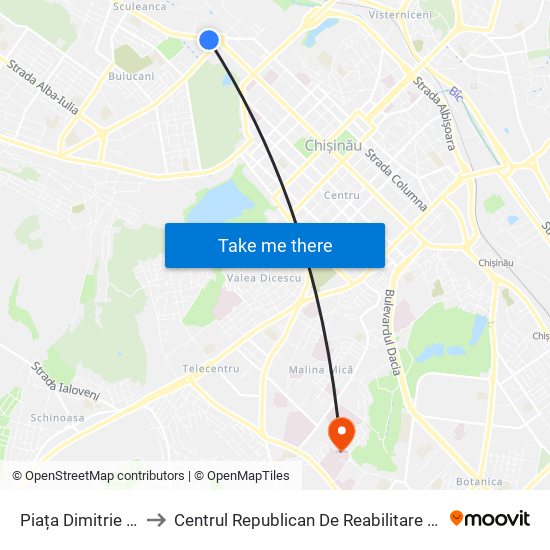 Piața Dimitrie Cantemir to Centrul Republican De Reabilitare Pentru Copii (Crrc) map