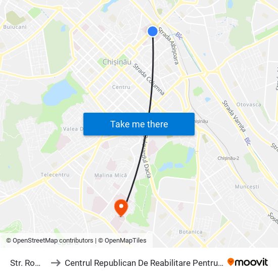 Str. Romană to Centrul Republican De Reabilitare Pentru Copii (Crrc) map