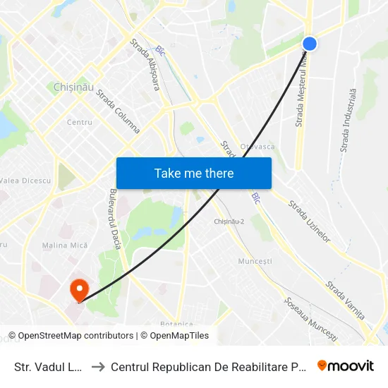 Str. Vadul Lui Vodă to Centrul Republican De Reabilitare Pentru Copii (Crrc) map