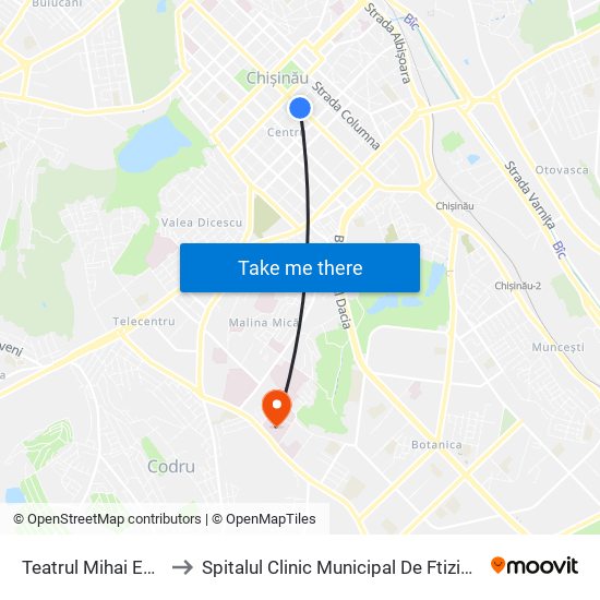 Teatrul Mihai Eminescu to Spitalul Clinic Municipal De Ftiziopneumologie map