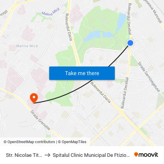 Str. Nicolae Titulescu to Spitalul Clinic Municipal De Ftiziopneumologie map