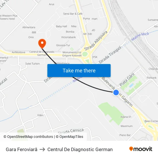 Gara Feroviară to Centrul De Diagnostic German map