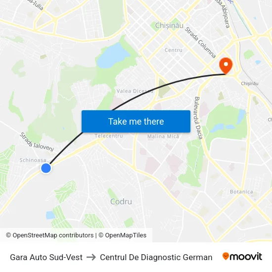 Gara Auto Sud-Vest to Centrul De Diagnostic German map