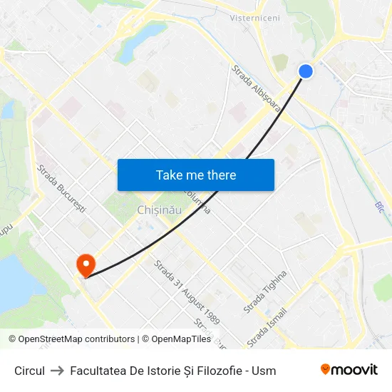 Circul to Facultatea De Istorie Și Filozofie - Usm map