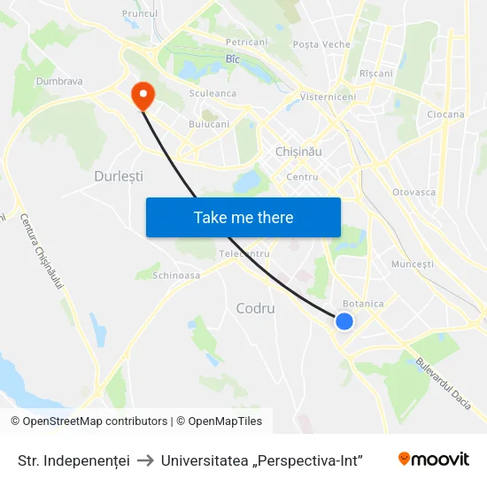 Str. Indepenenței to Universitatea „Perspectiva-Int” map