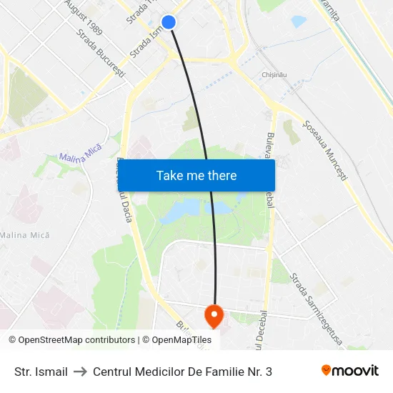 Str. Ismail to Centrul Medicilor De Familie Nr. 3 map
