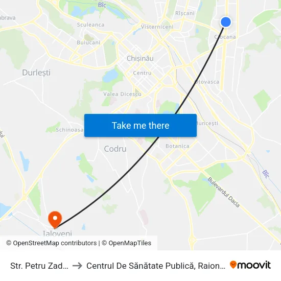 Str. Petru Zadnipru to Centrul De Sănătate Publică, Raionul Ialoveni map