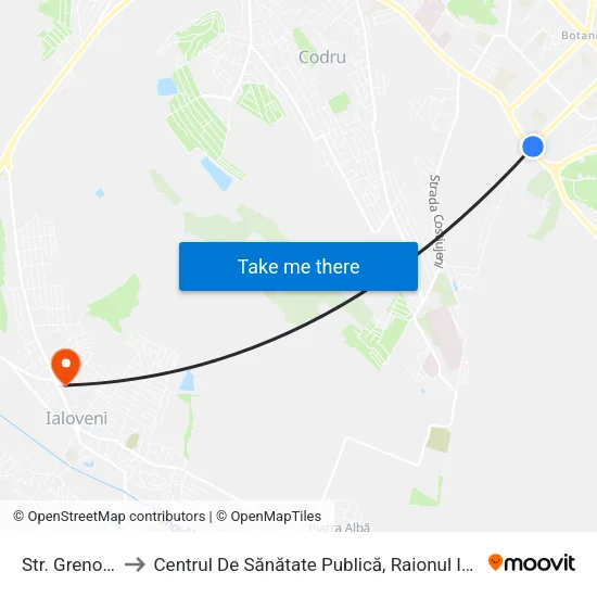 Str. Grenoble to Centrul De Sănătate Publică, Raionul Ialoveni map