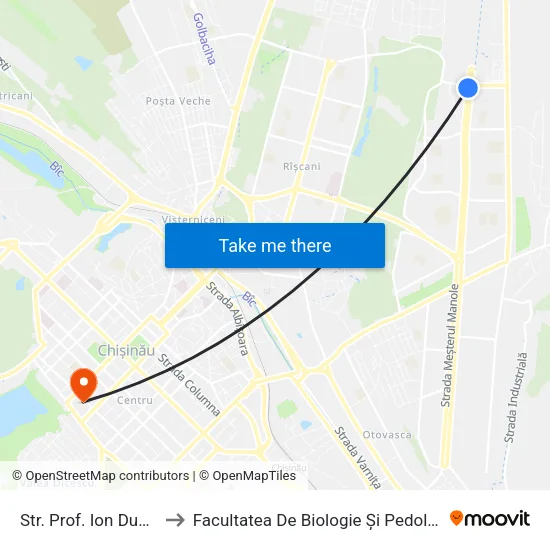 Str. Prof. Ion Dumeniuc to Facultatea De Biologie Și Pedologie - Usm map